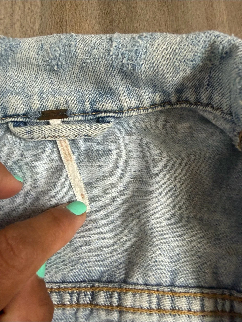 Free People Light Wash Distressed Jean Jacket - Picture 4 of 16